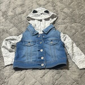 Cat & Jack Blue Denim Jacket with Gray Sleeves